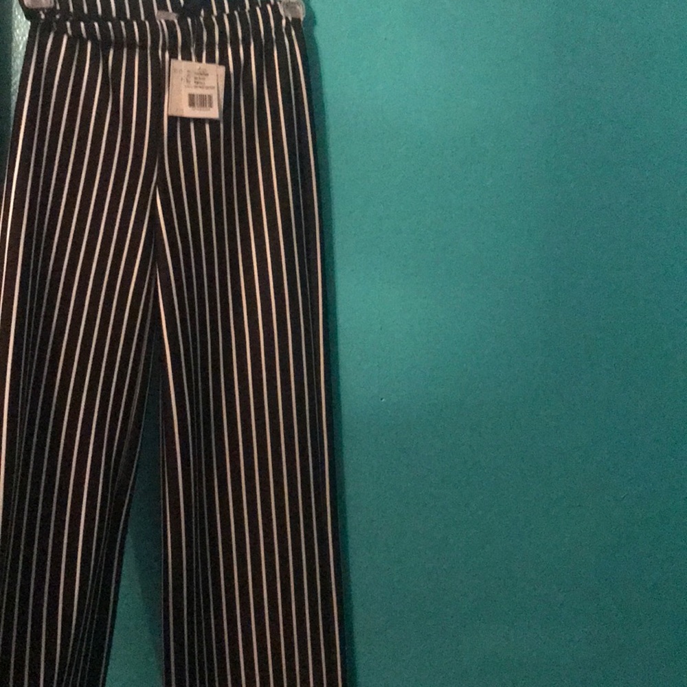 STRIPPED PONTI WIDE LEG PANT
